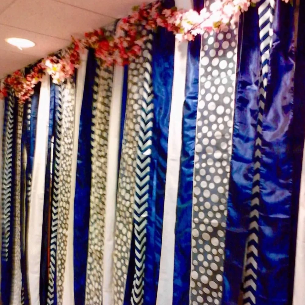 Photo Event party decoration Backdrop Streamers: Navy, White, Coral, Hot Pink